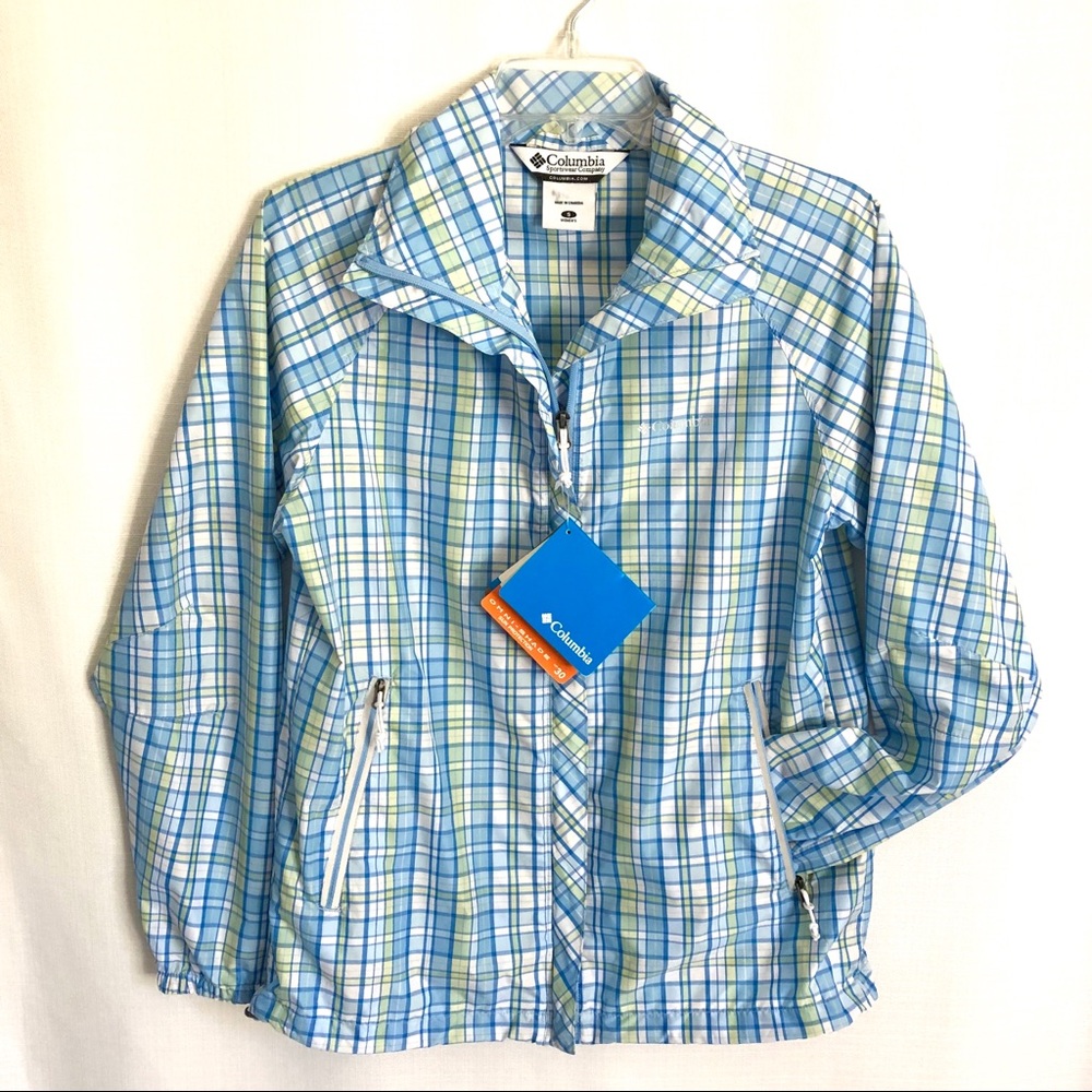 NWT Sz S Columbia Plaid Windbreaker Light Jacket